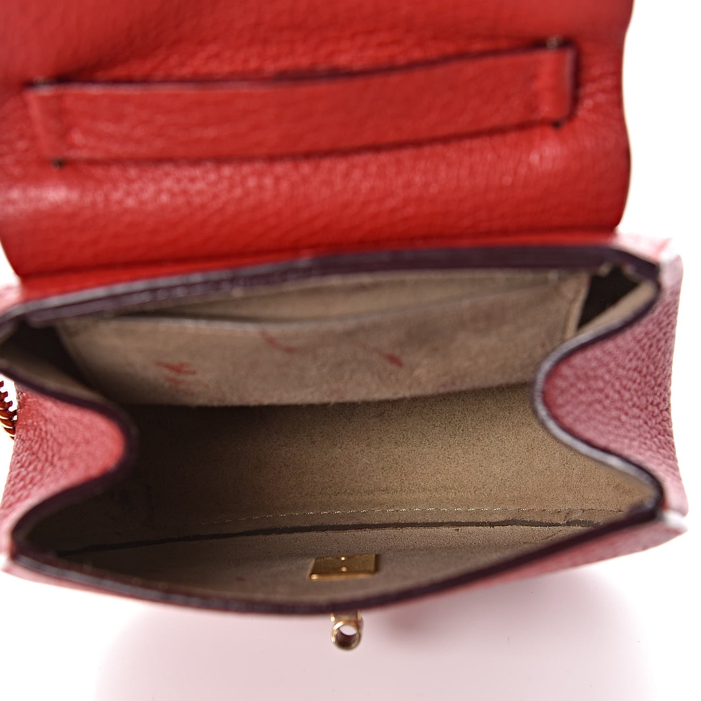 Grained Lambskin Nano Drew Shoulder Bag Intense Red