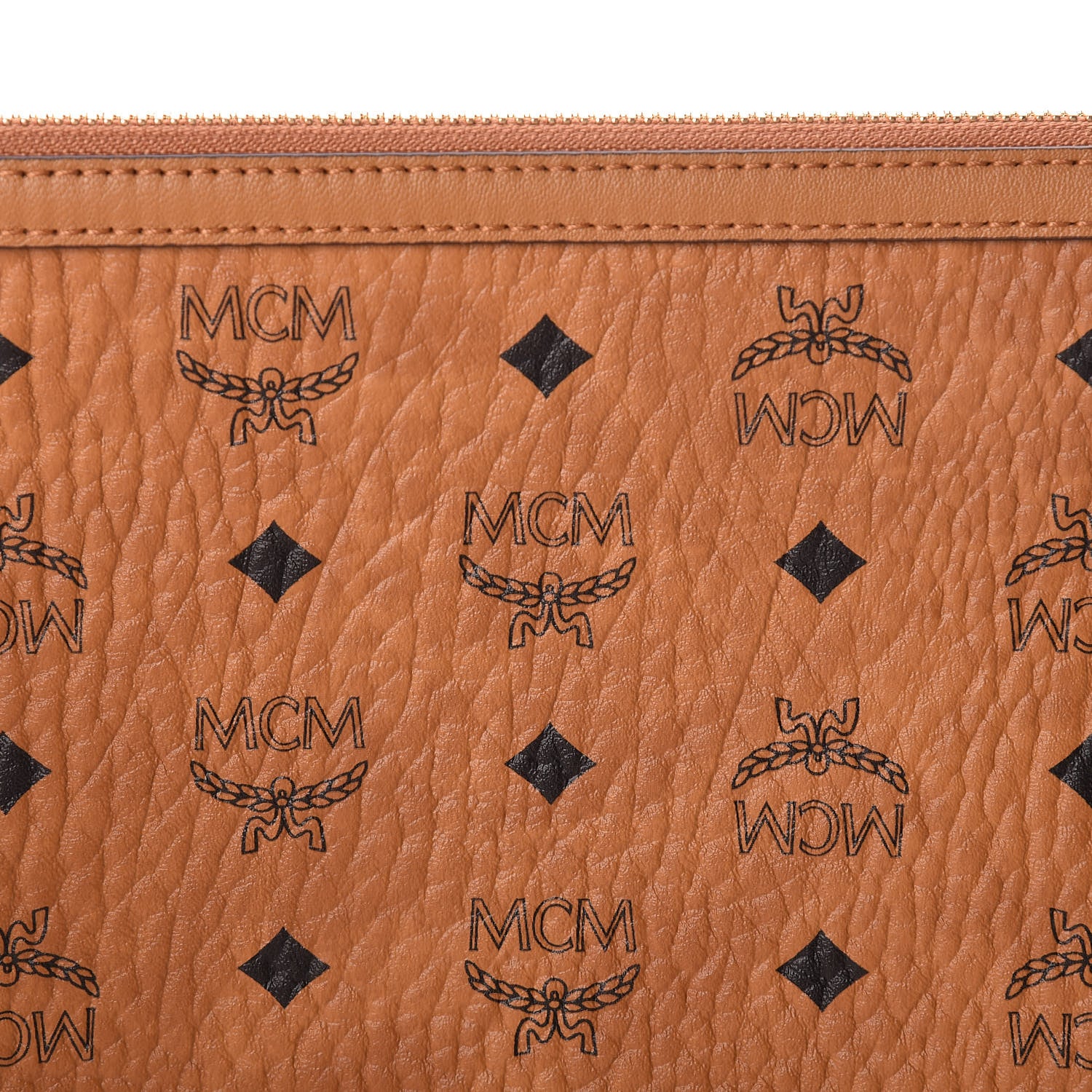 MCM Visetos Liz Shopper Tote Pouch Cognac 9 of 9