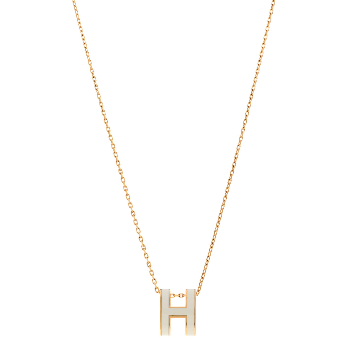 Lacquered Gold Pop H Pendant Necklace White