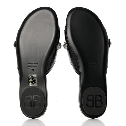 Balenciaga Agneau Arena Cagole Flat Slide Sandals 39 Black 5 of 9
