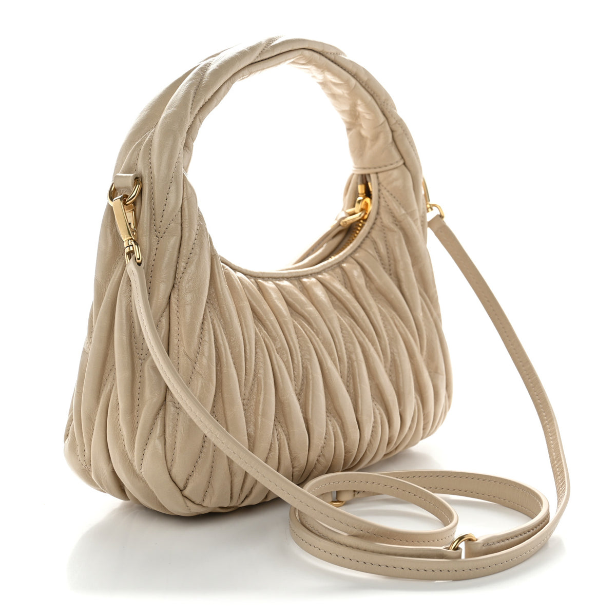 Nappa Matelasse Small Wander Hobo Sabbia