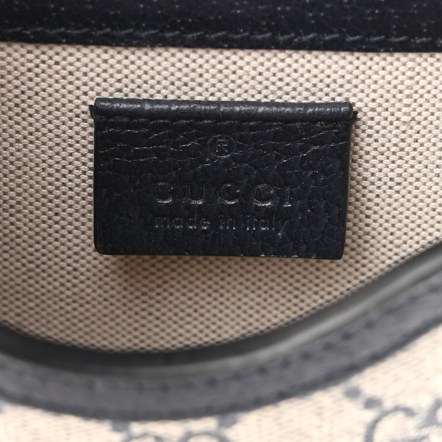 GG Supreme Monogram Textured Dollar Calfskin Mini Horsebit 1955 Crossbody Bag Beige Blue