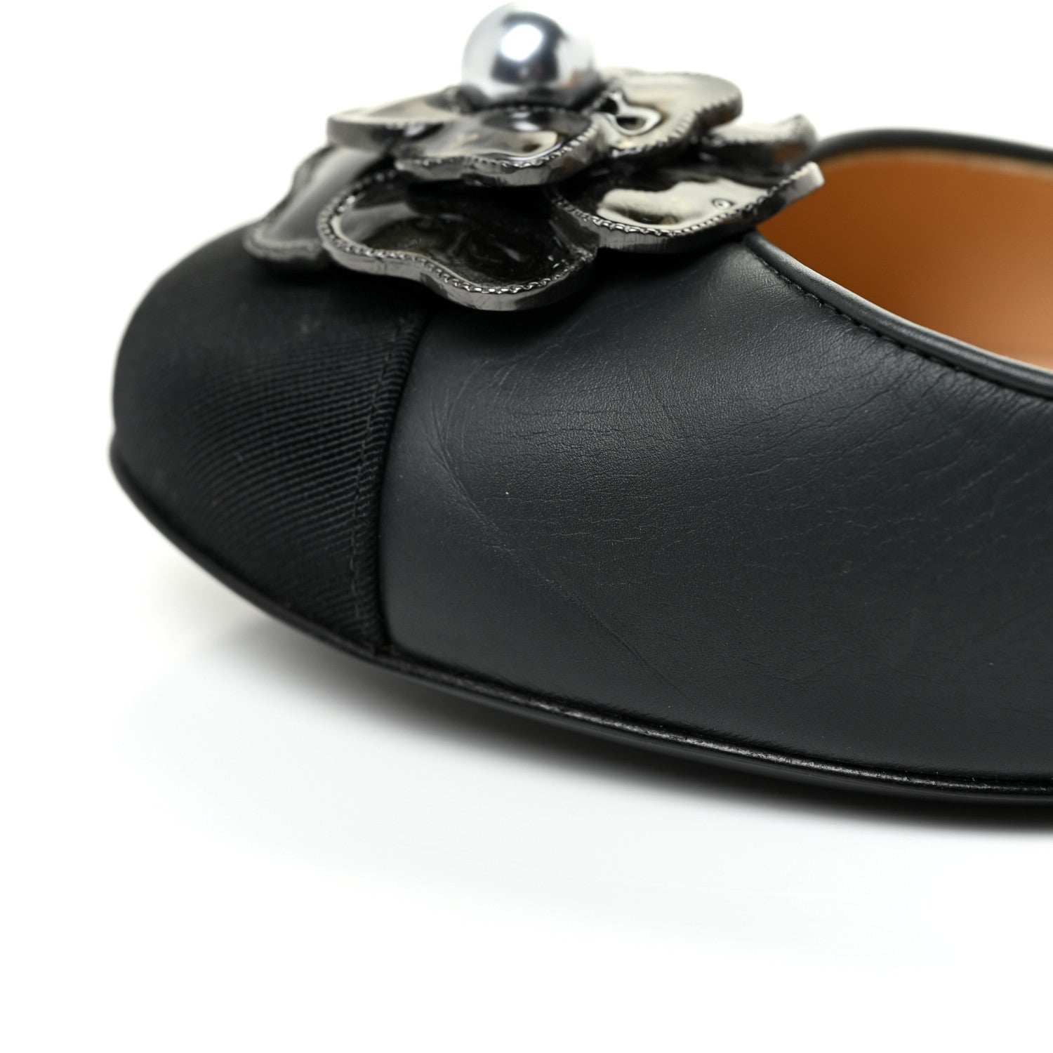 Chanel Lambskin Grosgrain Camellia Ballerina Flats 37 Black 16 of 17