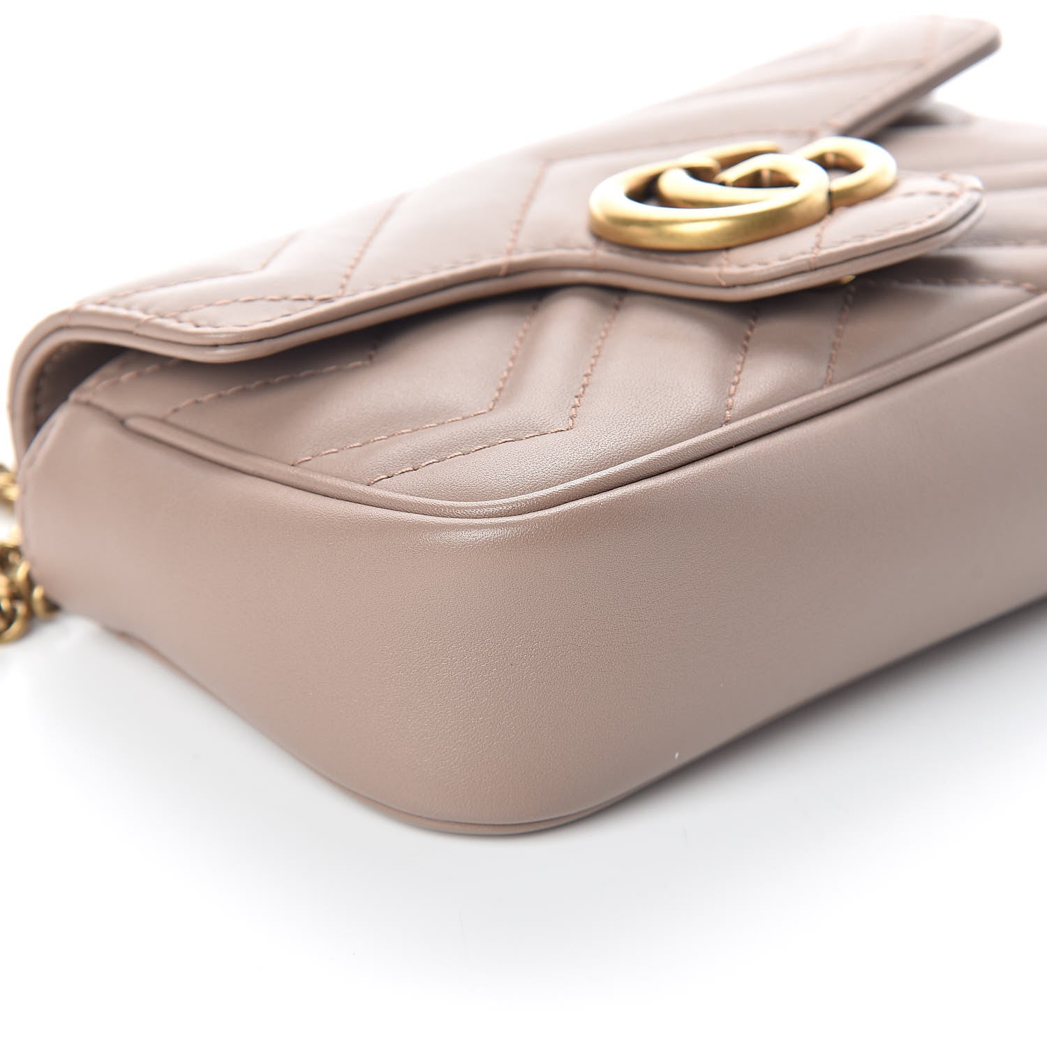 Gucci Calfskin Matelasse Super Mini GG Marmont Shoulder Bag Porcelain Rose 8 of 10