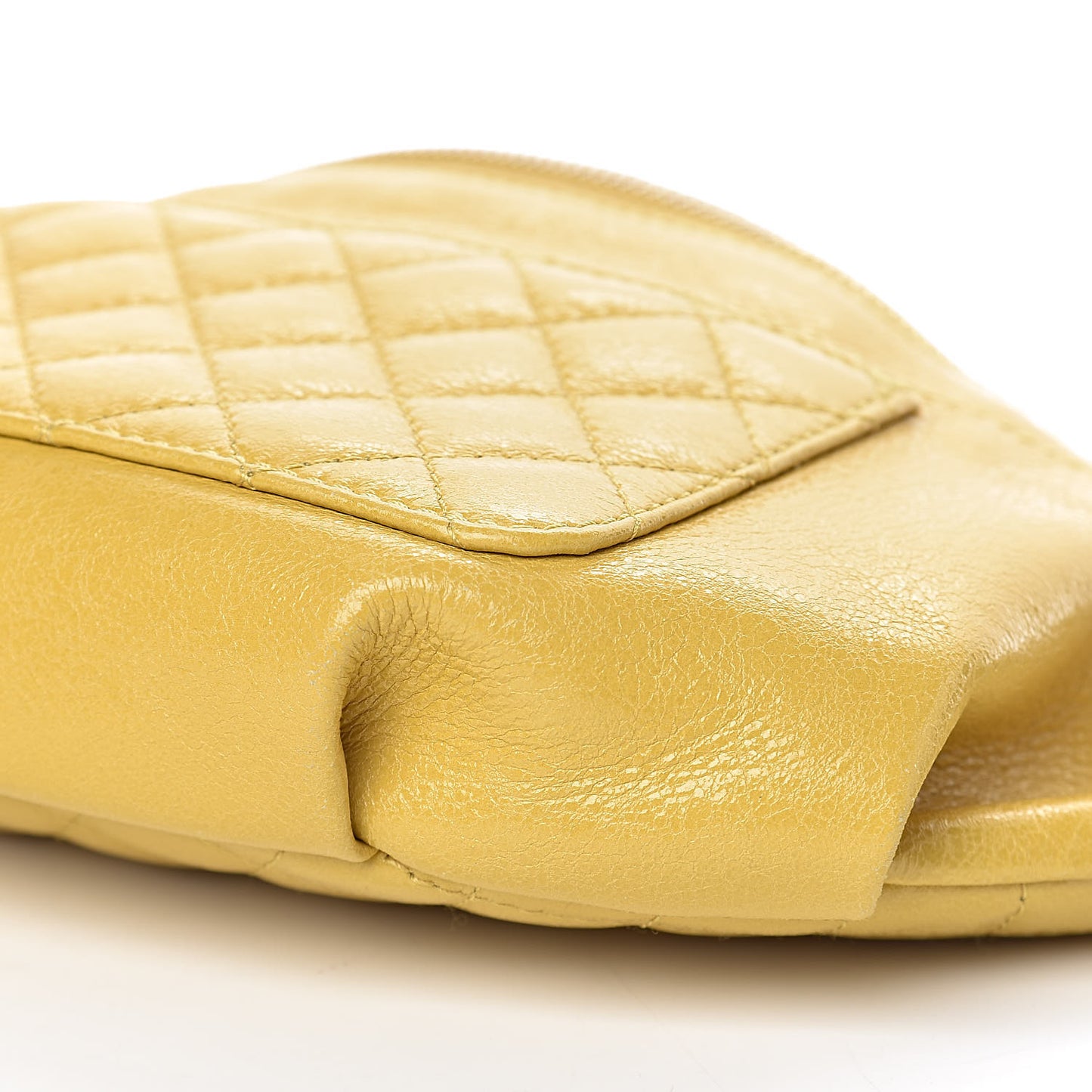 Crumpled Glazed Lambskin Quilted Waist Bag Fanny Pack Yellow