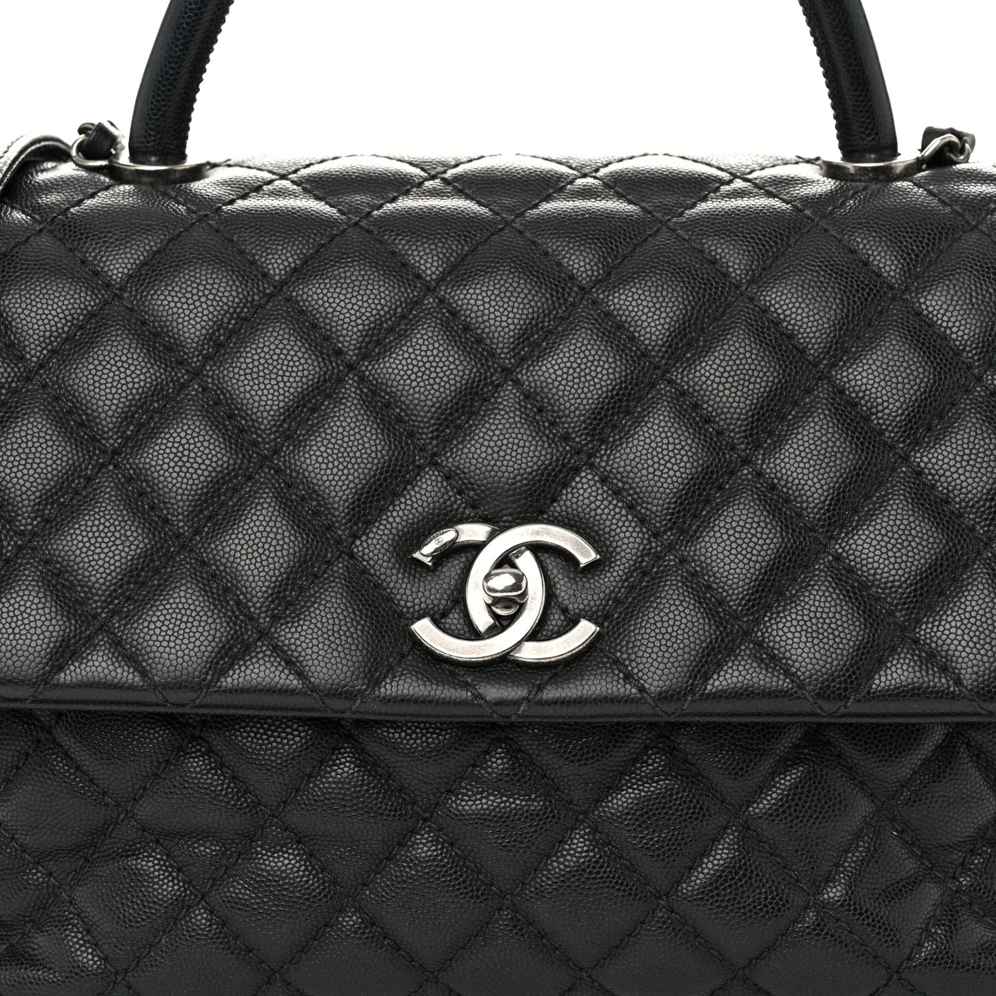 Caviar Quilted Medium Coco Handle Flap Black
