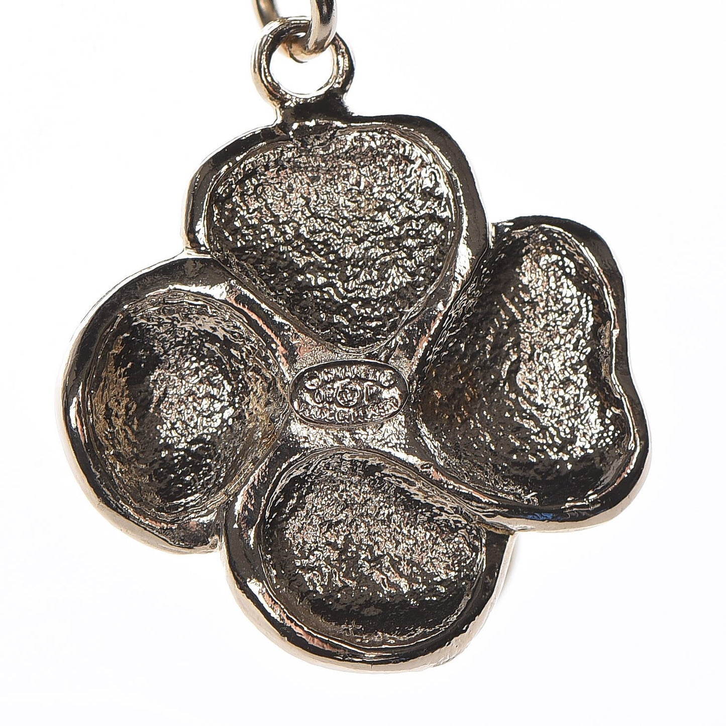 Enamel CC Camellia Pendant Necklace Gold Pink