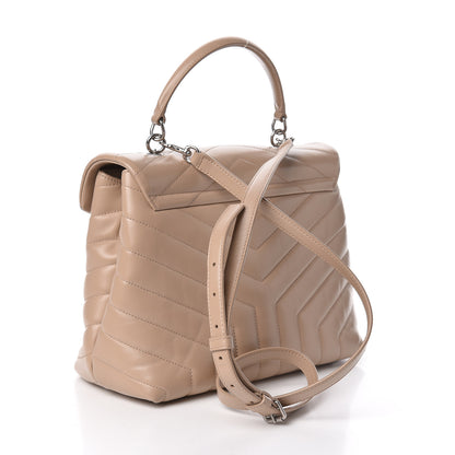 Saint Laurent Calfskin Y Quilted Monogram Medium Loulou Satchel Dark Beige 3 of 10