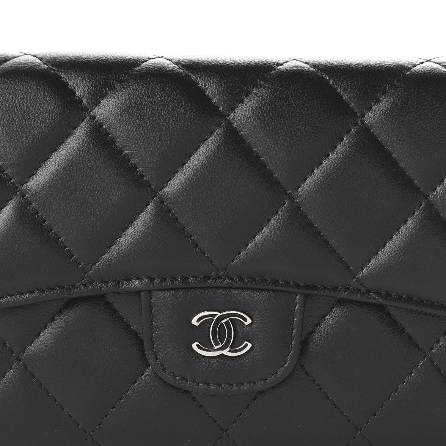 Chanel Lambskin Quilted Large Flap Wallet Black 11 of 12