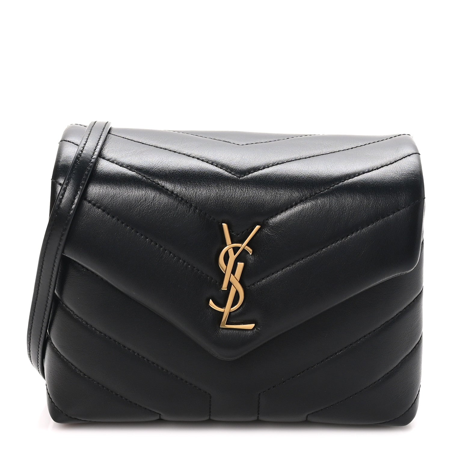 Saint Laurent Calfskin Y Quilted Monogram Toy Loulou Crossbody Bag Black 1 of 10