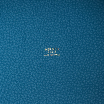 Hermes Taurillon Clemence Casaque Picotin Lock 22 MM Bleu Nuit Black Blue Frida 6 of 10