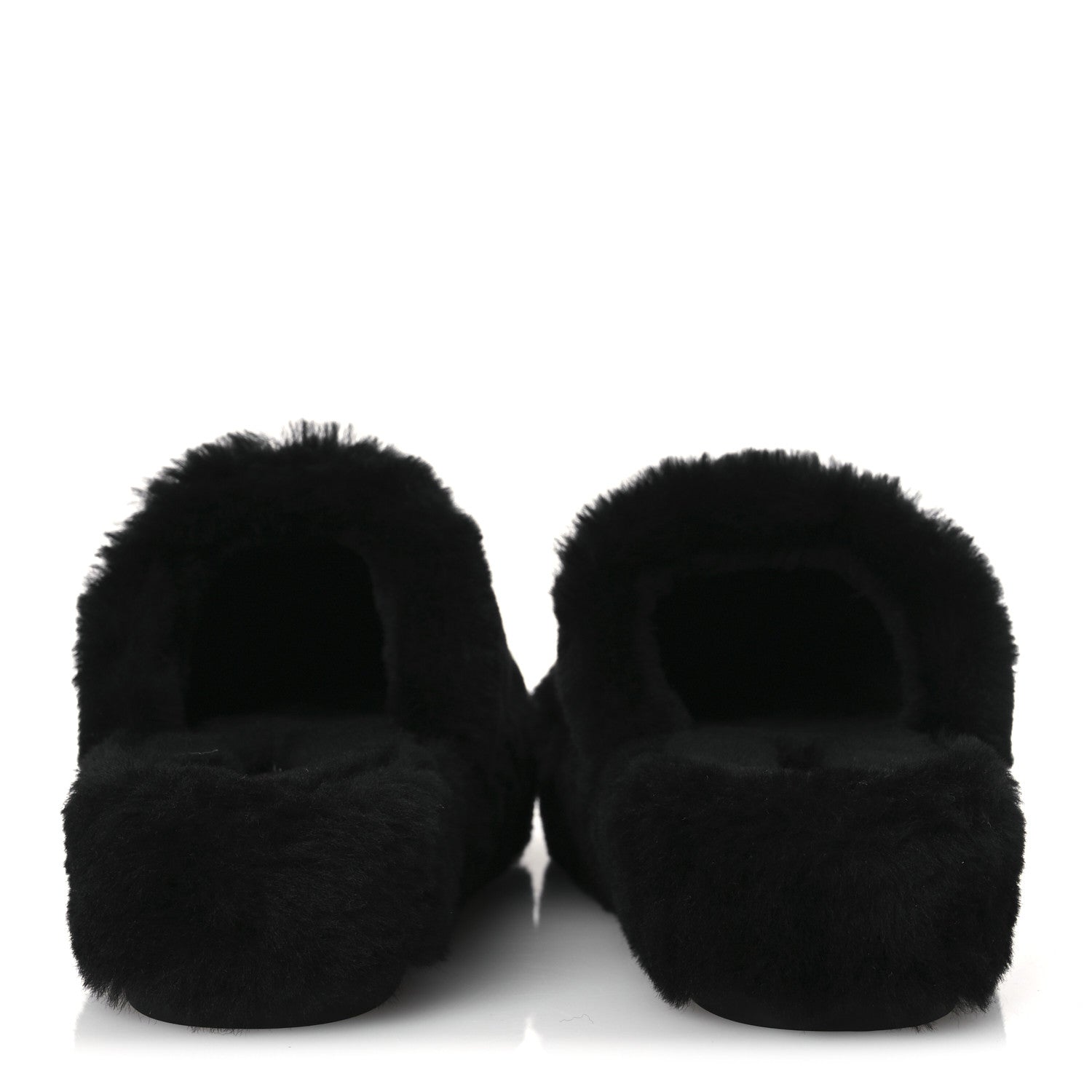Chanel Shearling CC Flat Mules 40 Black 6 of 10