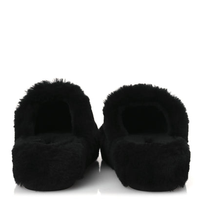 Chanel Shearling CC Flat Mules 40 Black 6 of 10