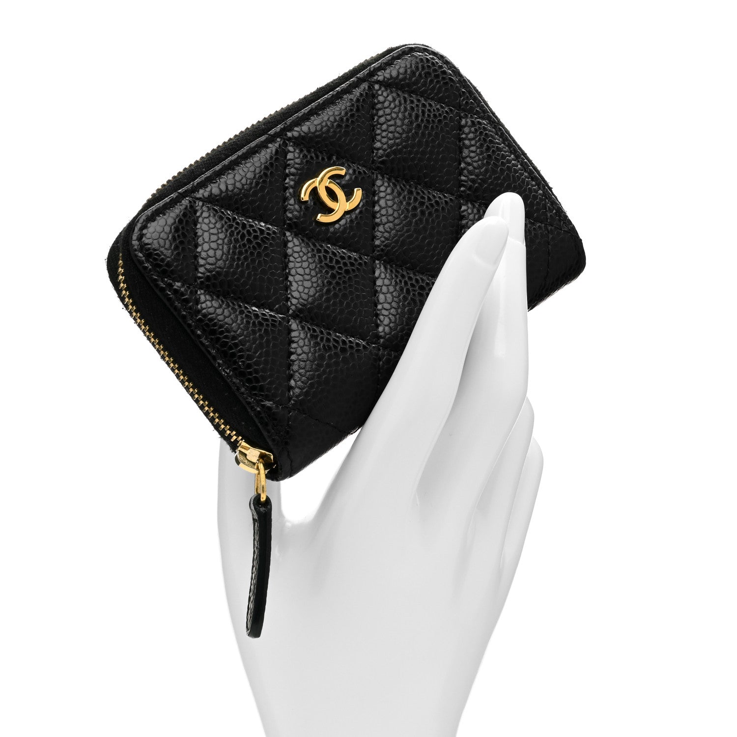 Chanel Caviar Quilted Zip Coin Purse Black 2 of 7