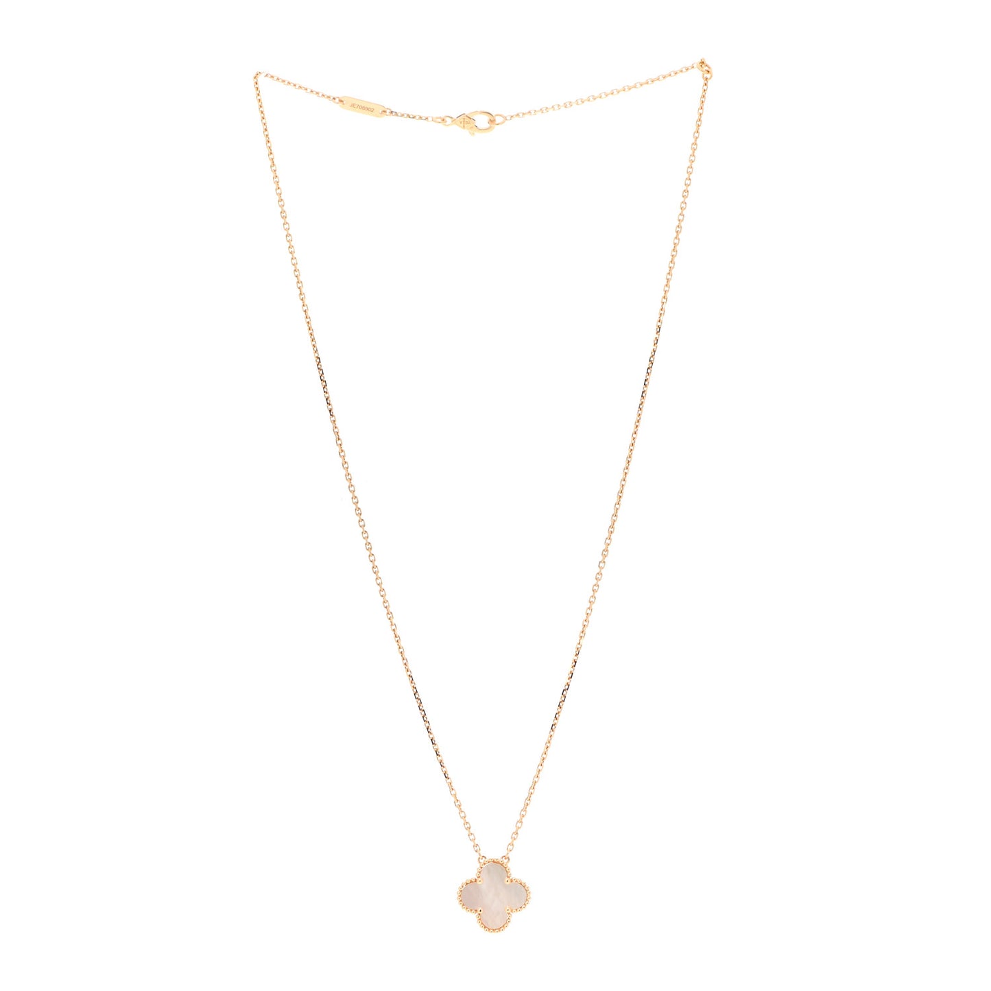 18K Yellow Gold Mother of Pearl Vintage Alhambra Pendant Necklace