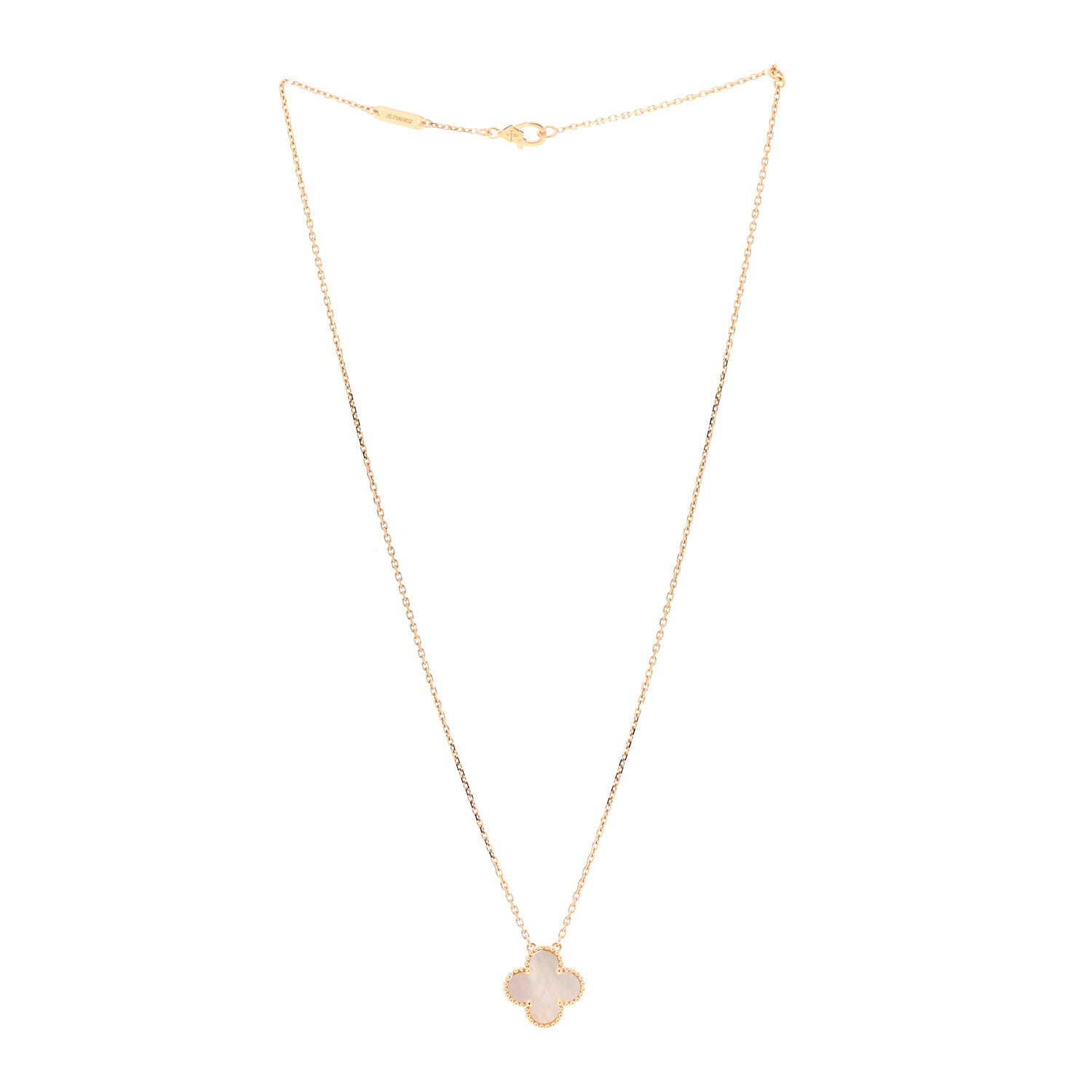 Van Cleef & Arpels 18K Yellow Gold Mother of Pearl Vintage Alhambra Pendant Necklace 3 of 7