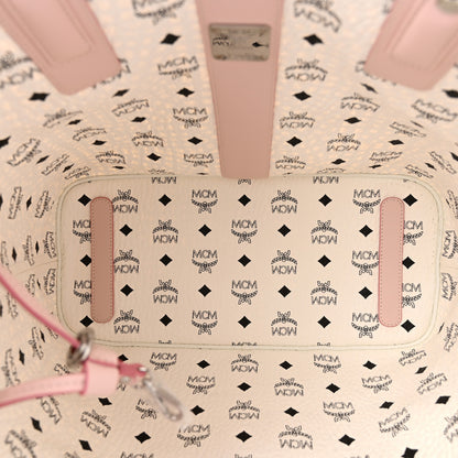 MCM Visetos Medium Liz Reversible Shopper Tote White Soft Pink 11 of 22
