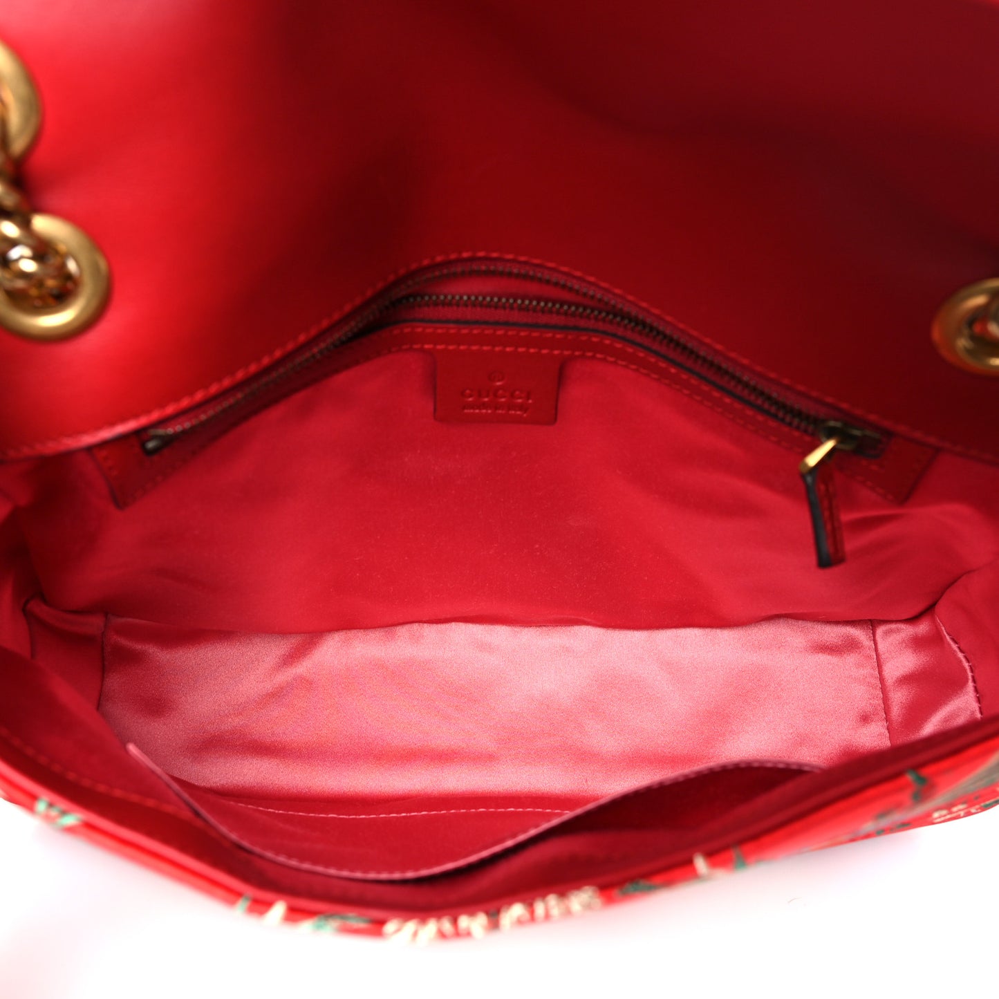 Jacquard Matelasse Floral Medium GG Marmont Shoulder Bag Red