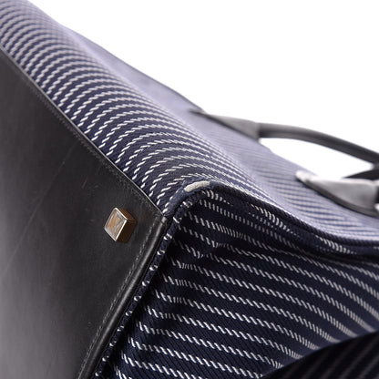 Celine Cotton Canvas Striped Medium Phantom Luggage Navy White 9 of 12