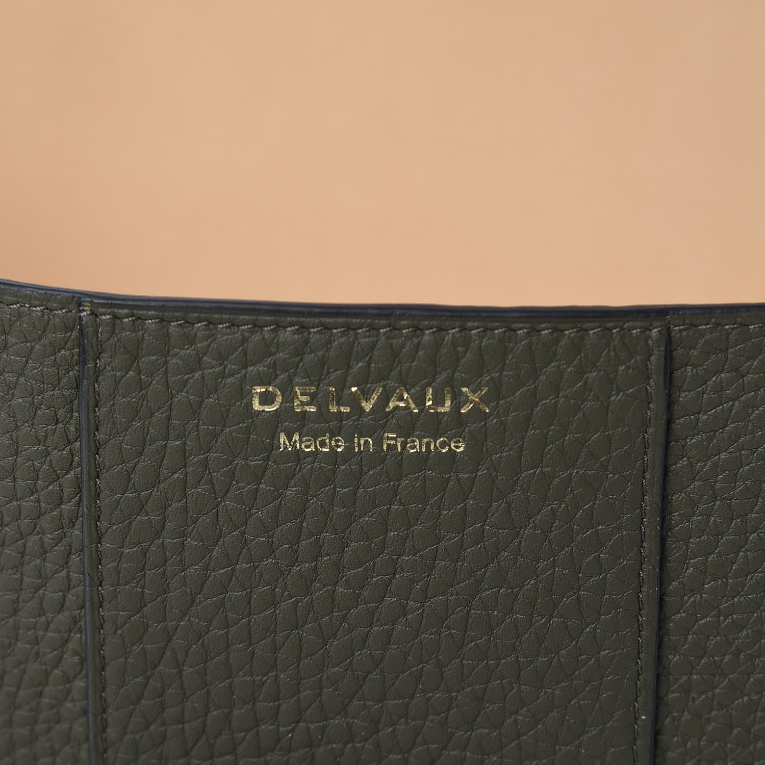 Delvaux Taurillon Crispe Presse A4 Pouch Kaki 8 of 8