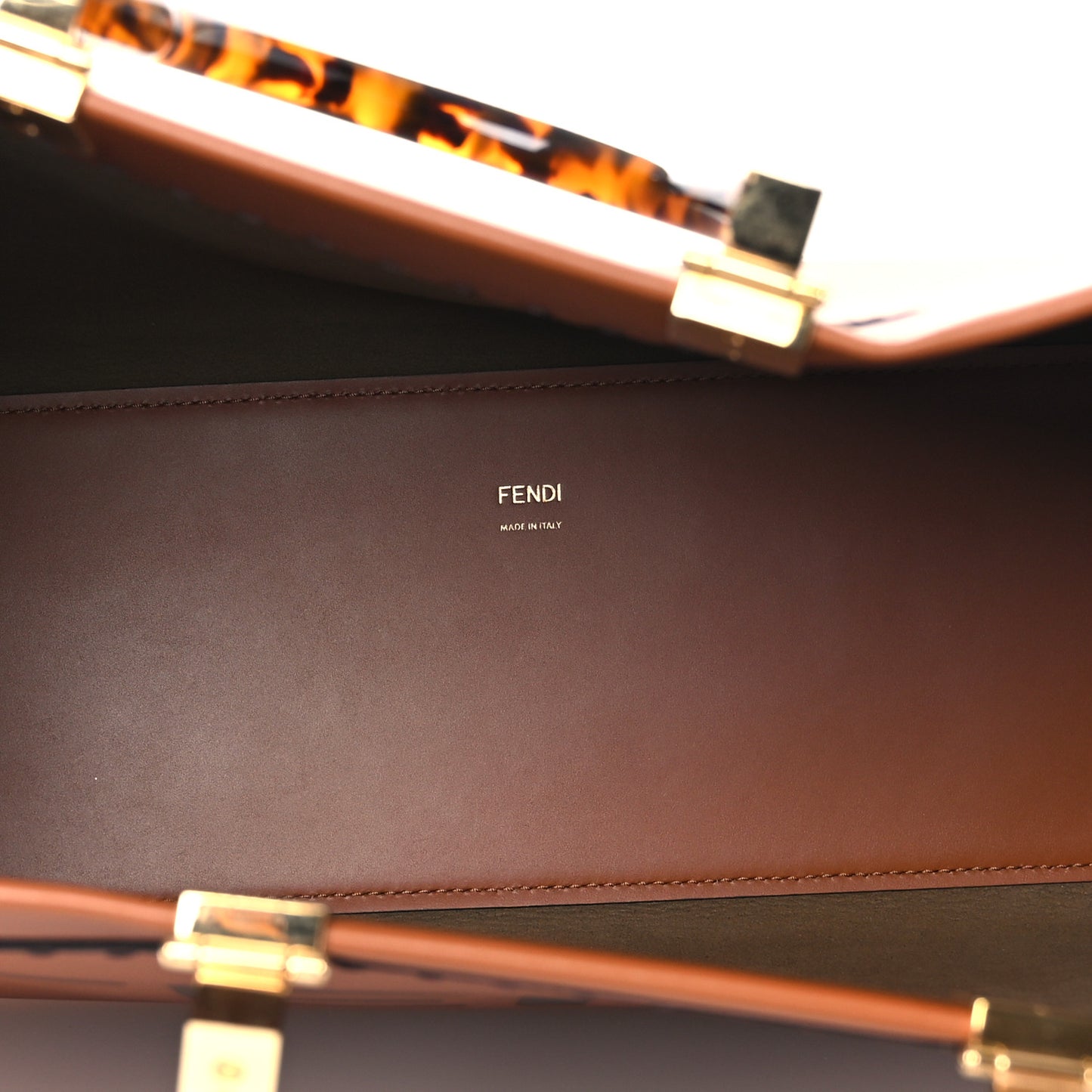 Vitello King Plexiglass Medium Fendi Sunshine Shopper Tote Cuoio