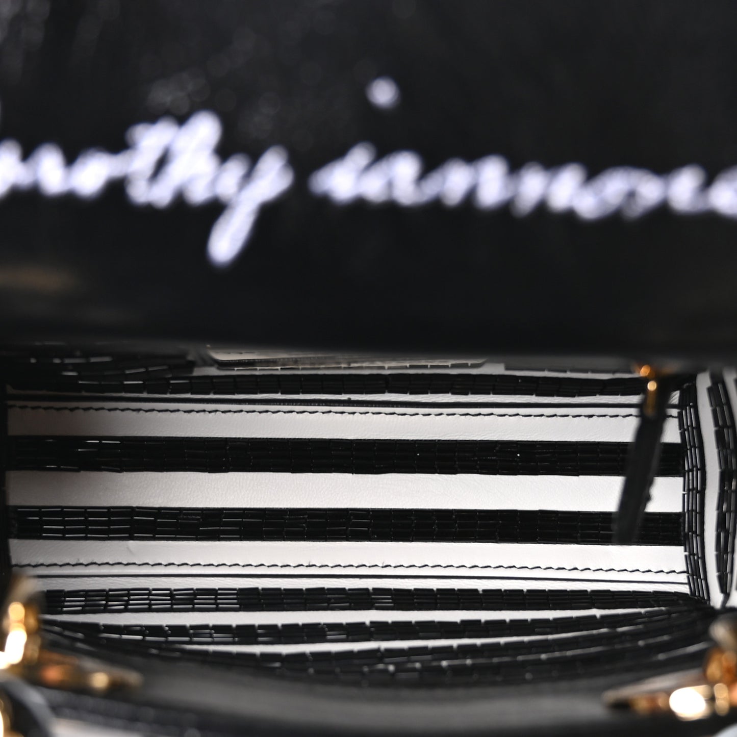 X DOROTHY IANNONE Crinkled Calfskin Crystal Beaded Mini Lady Dior Art Black Multicolor