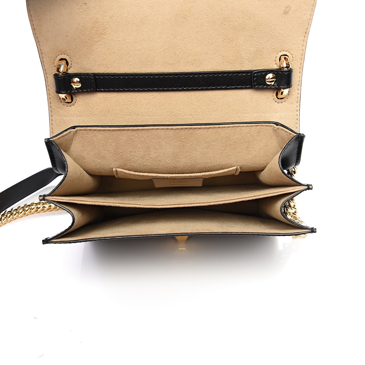 Fendi Vitello Liberty Bi-Color FF 1974 Embossed Small Kan I Shoulder Bag Black Maya 4 of 12