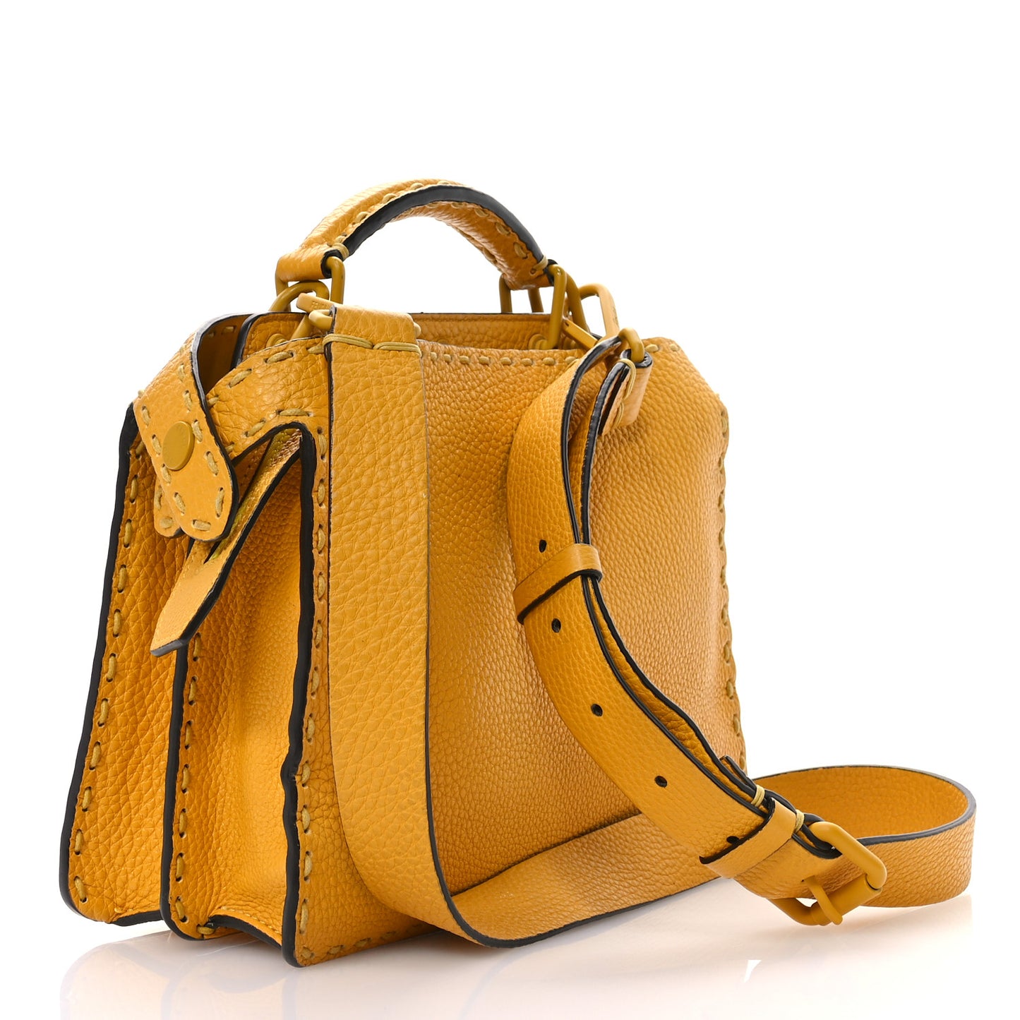 Cuoio Romano Vitello Cover Sellerissima Monochrome Mini Peekaboo I SEE U Satchel Sunflower