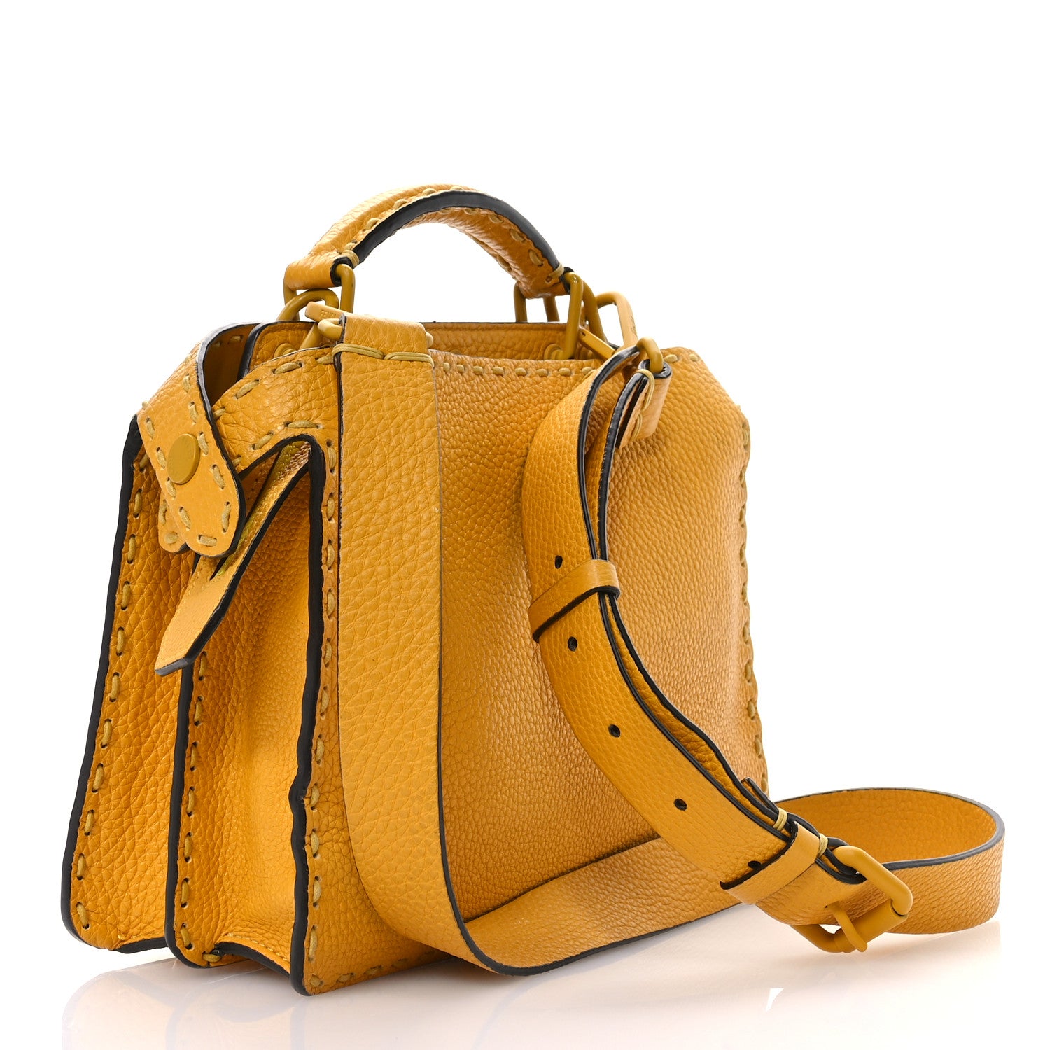 Fendi Cuoio Romano Vitello Cover Sellerissima Monochrome Mini Peekaboo I SEE U Satchel Sunflower 3 of 12