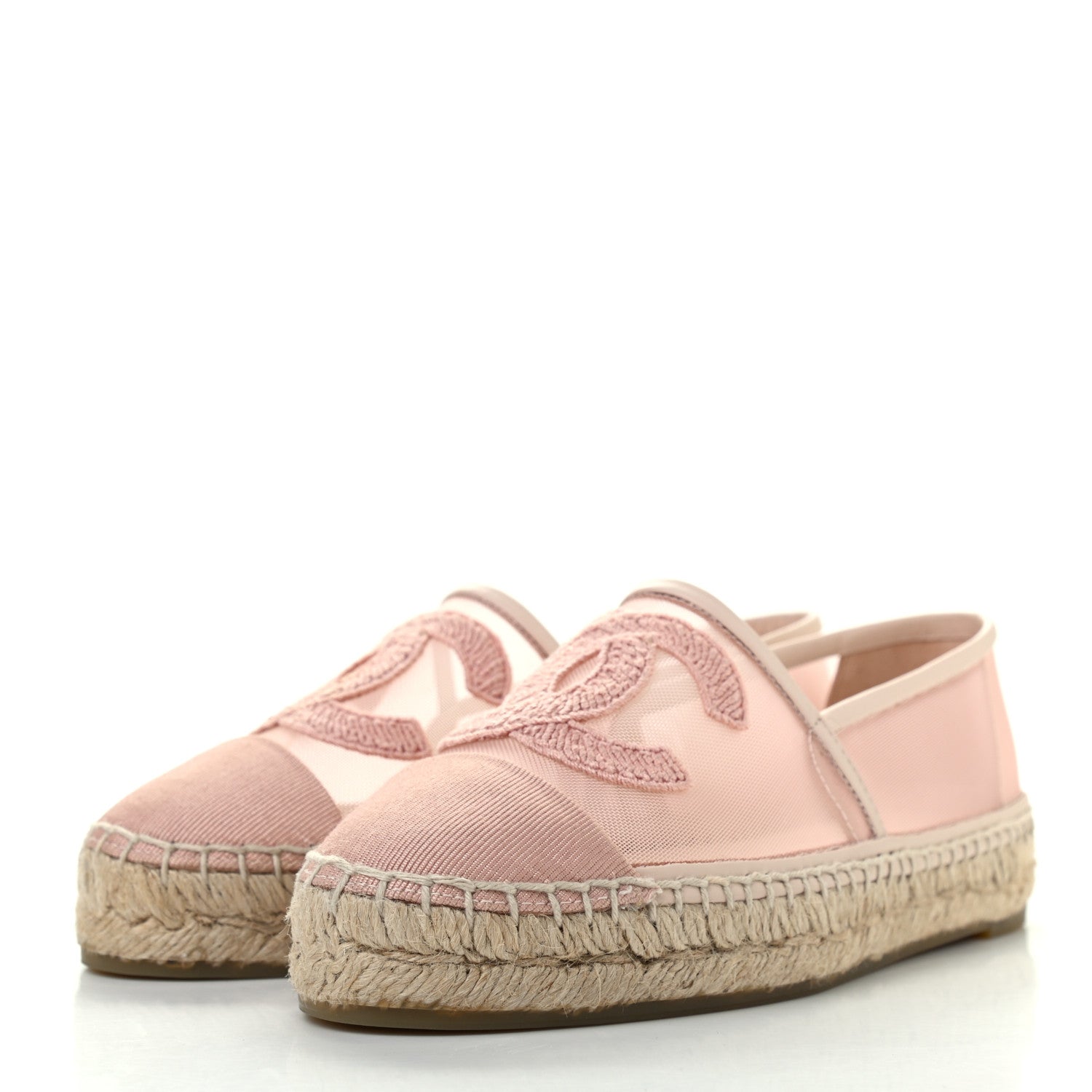 Chanel Mesh Grosgrain CC Espadrilles 35 Pink 3 of 9