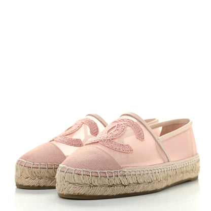 Chanel Mesh Grosgrain CC Espadrilles 35 Pink 3 of 9
