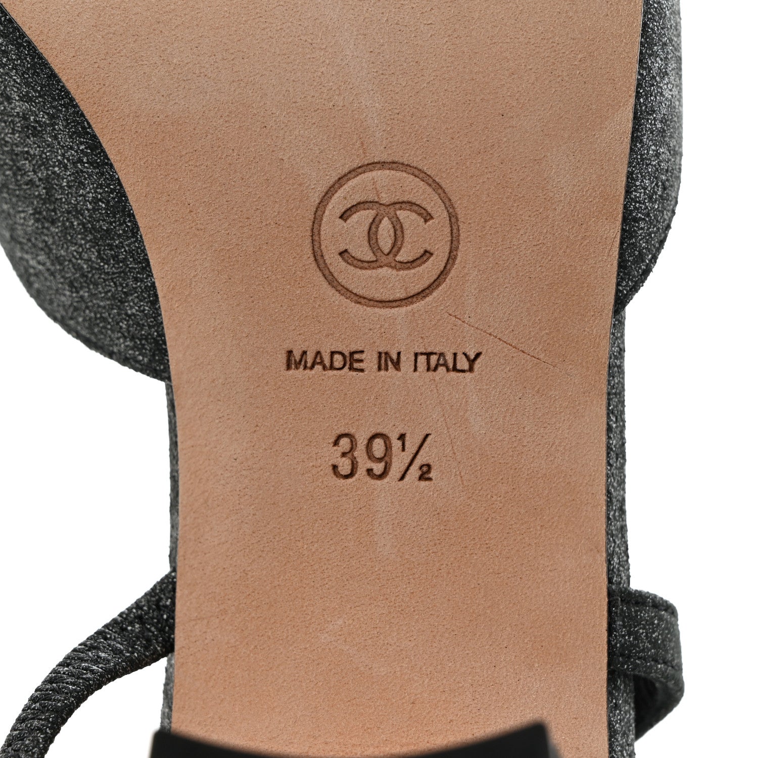 Chanel Wool Velvet Cap Toe CC Slingback Pumps 39.5 Black Grey 8 of 8