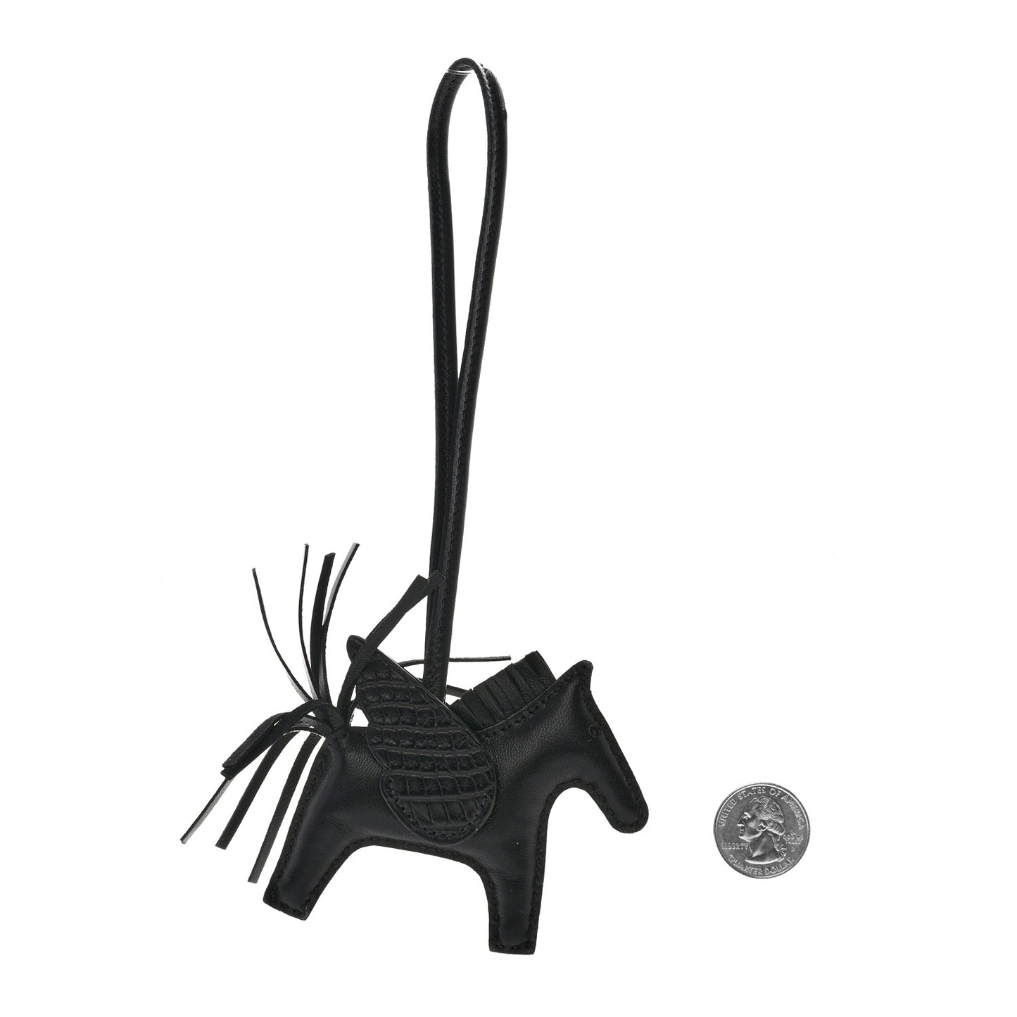 Milo Lambskin Matte Alligator Touch Grigri Rodeo Pegase Horse Bag Charm PM Black