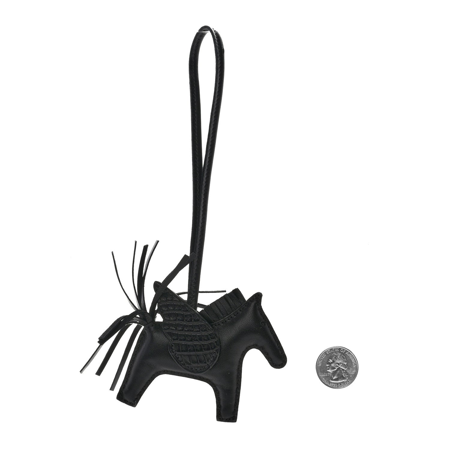 Hermes Milo Lambskin Matte Alligator Touch Grigri Rodeo Pegase Horse Bag Charm PM Black 2 of 5
