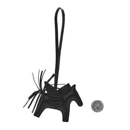 Hermes Milo Lambskin Matte Alligator Touch Grigri Rodeo Pegase Horse Bag Charm PM Black 2 of 5