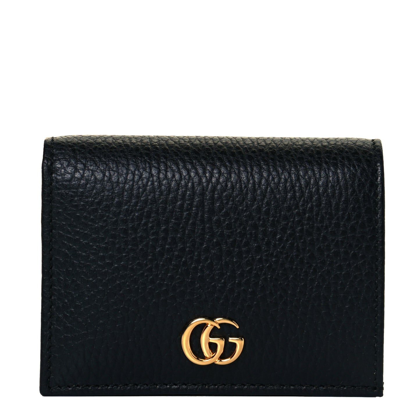 Pebbled Calfskin GG Marmont Card Case Black