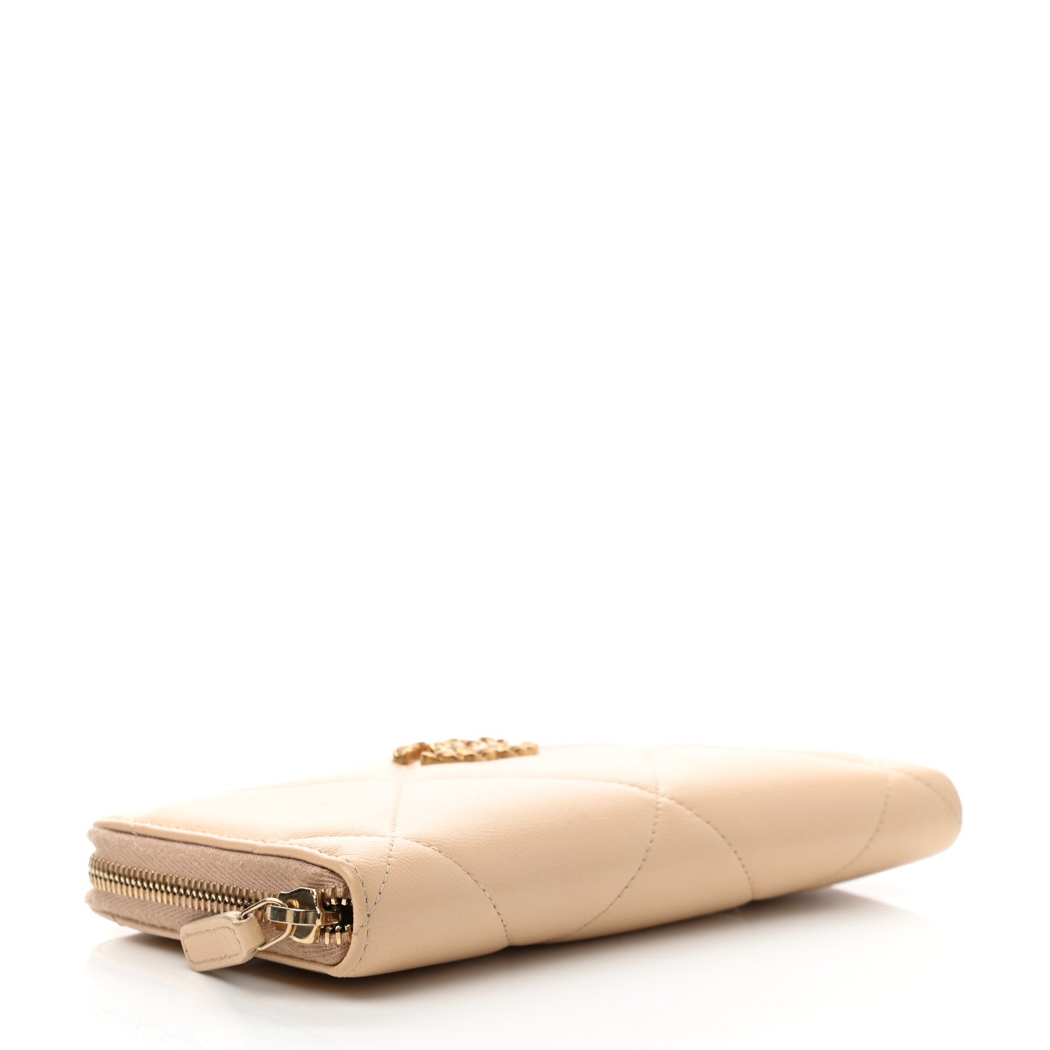 Chanel Shiny Goatskin Quilted 19 Long Zipped Around Wallet Beige 4 of 10