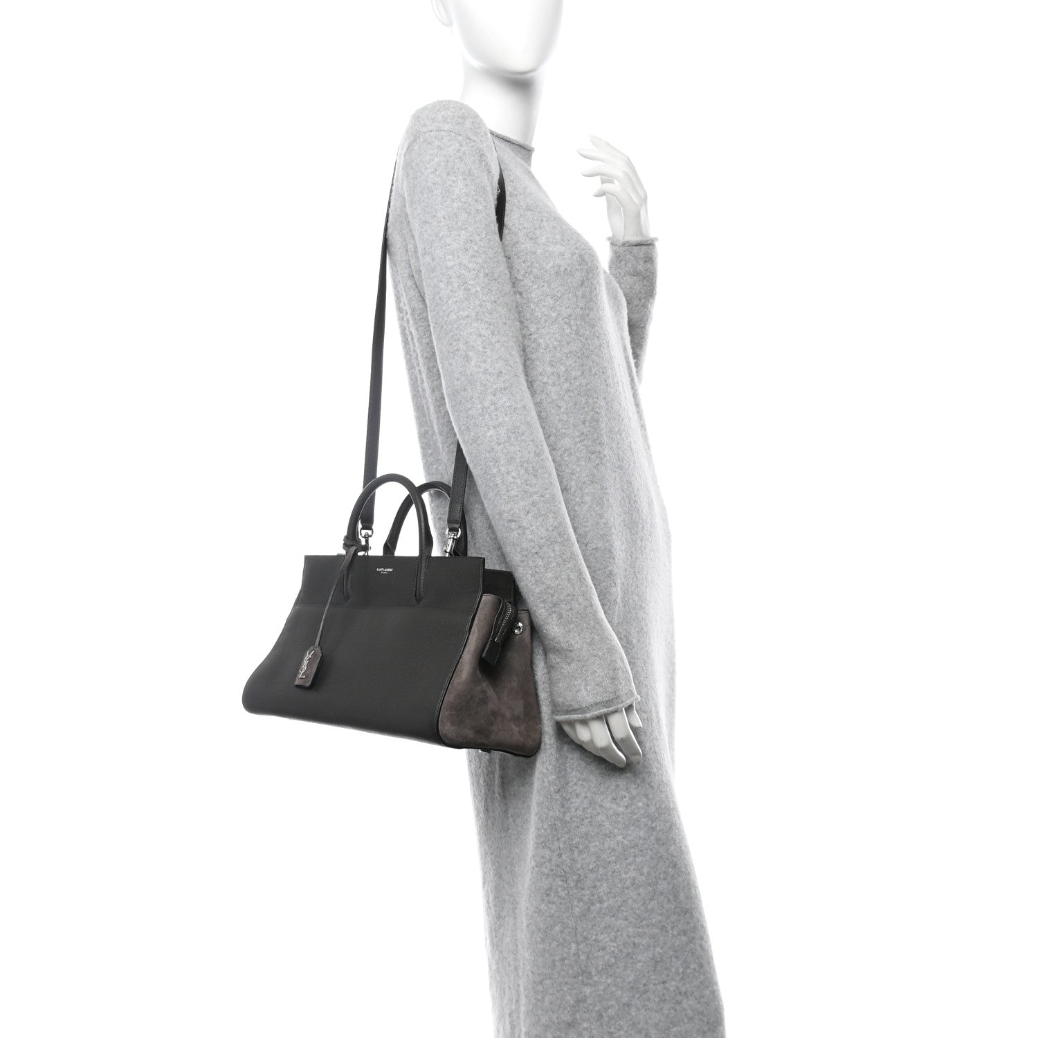 Saint Laurent Grained Calfskin Small Cabas Rive Gauche Dark Anthracite 2 of 10
