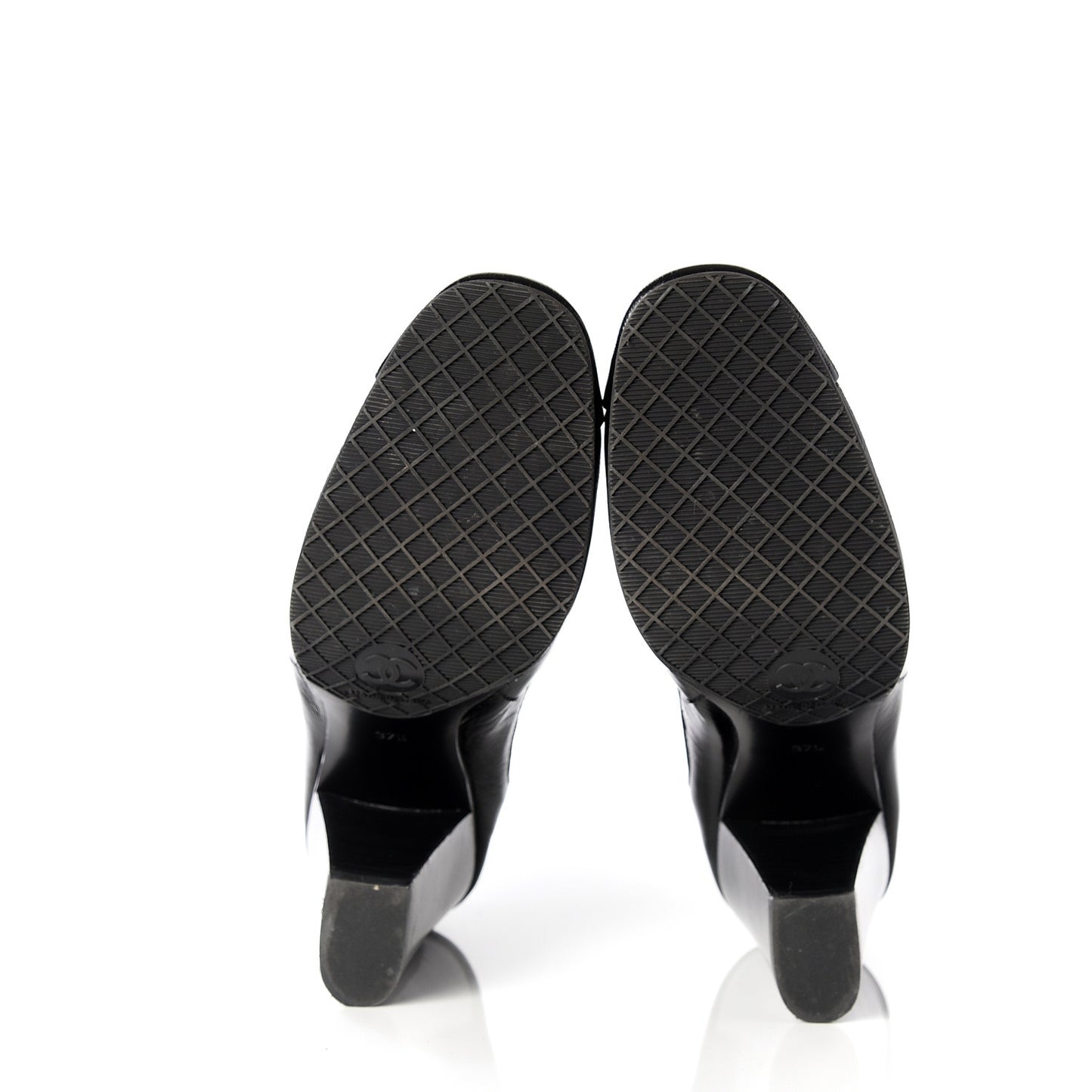 Lambskin Patent Cap Toe Ankle Boots 37.5 Black