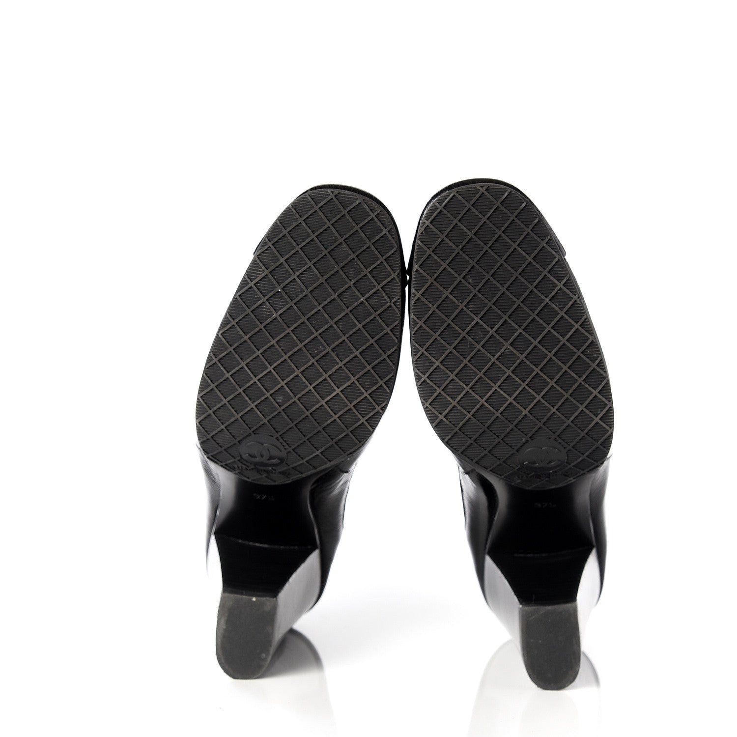 Chanel Lambskin Patent Cap Toe Ankle Boots 37.5 Black 6 of 10