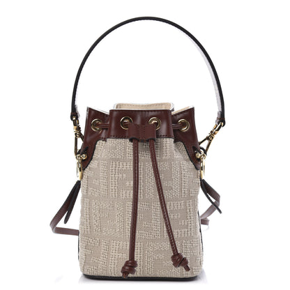 Fendi Sardinian Jacquard Vitello King F is Fendi FF 1974 Embroidered Mini Mon Tresor Bucket Bag Corda Praline 1 of 10