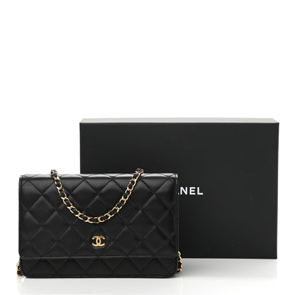 Chanel Lambskin Quilted Wallet On Chain WOC Black 12 of 12