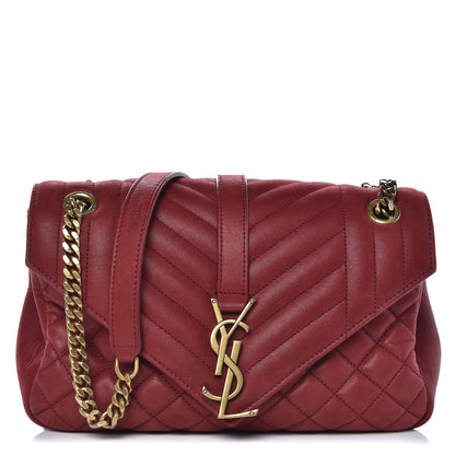 Saint Laurent Metallic Calfskin Tri-Quilt Monogram Medium College Bag Red 1 of 9