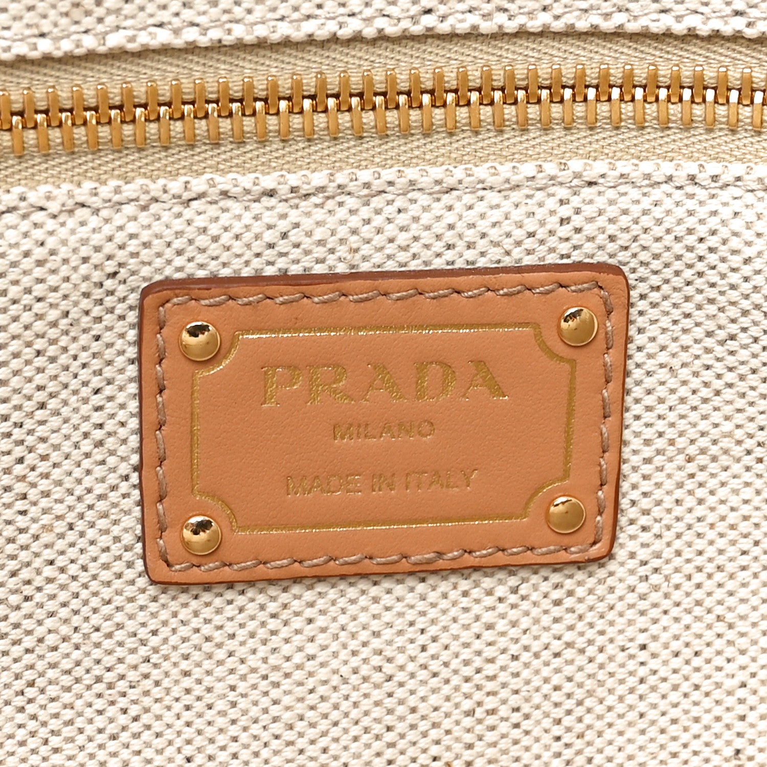 Prada Linen Vitello Large Logo Tote Natural 6 of 9
