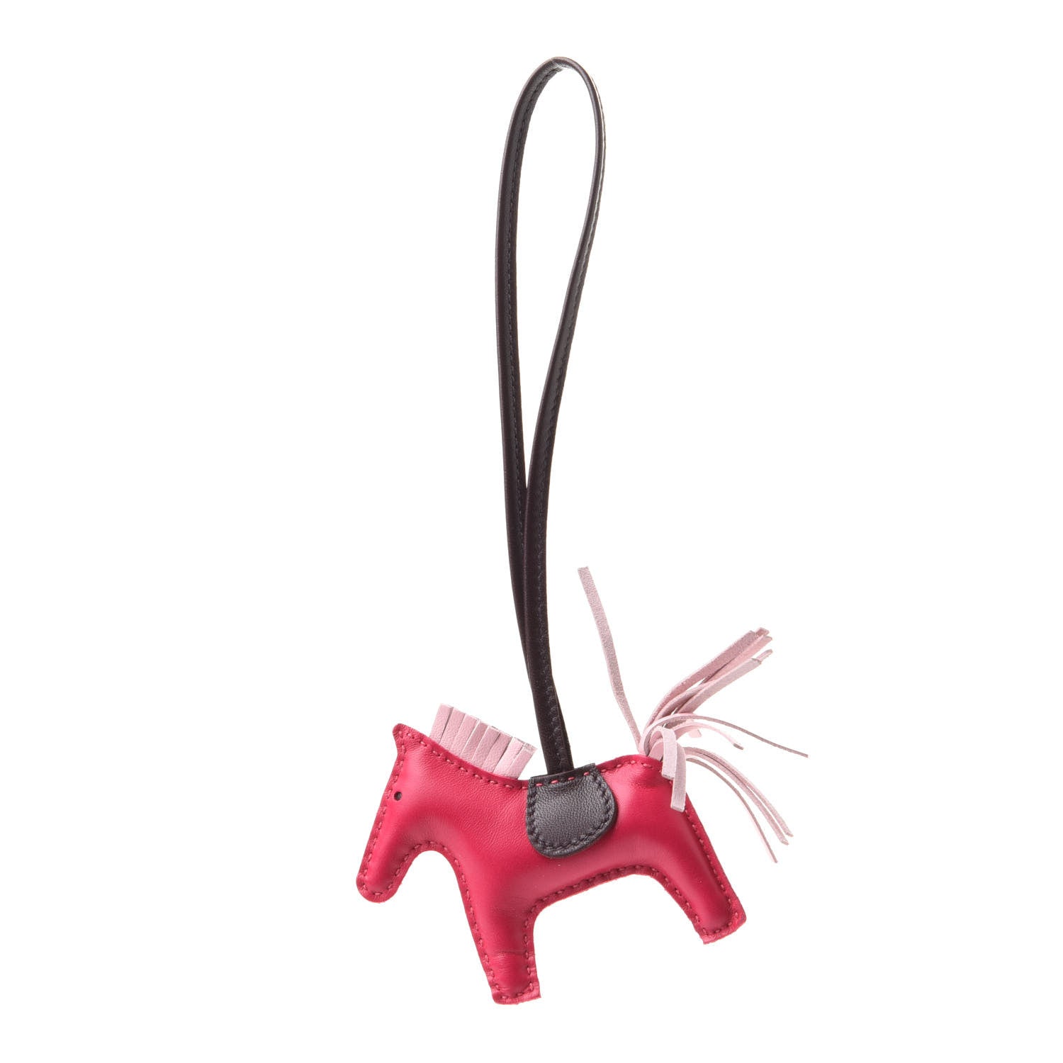 Hermes Milo Lambskin Grigri Rodeo Horse Bag Charm PM Rose Sakura Framboise Rouge Sellier 1 of 5