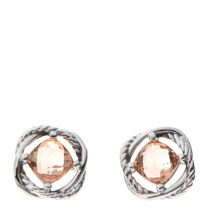 David Yurman Sterling Silver Morganite 7mm Infinity Earrings 1 of 7