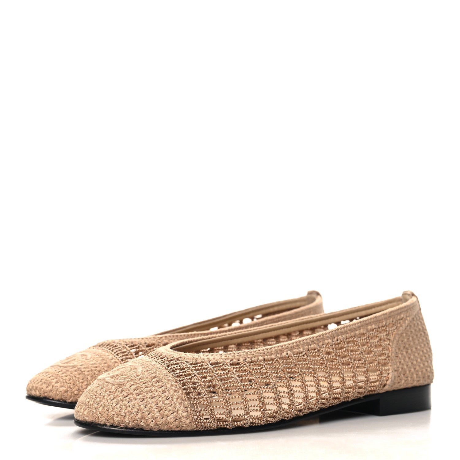 Chanel Raffia Cap Toe Ballerina Flats 37 Beige 4 of 9
