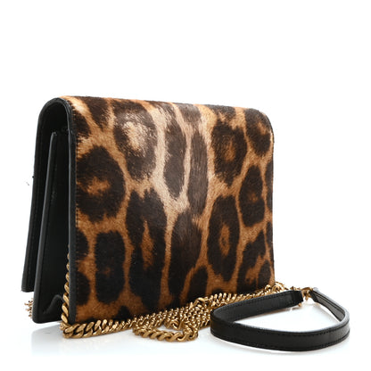 Saint Laurent Pony Hair Leopard Print Classic Monogram Kate Tassel Chain Wallet Black 3 of 10