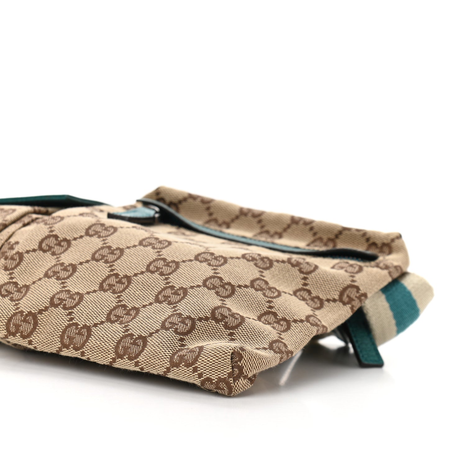 GG Monogram Web Double Pocket Belt Bag Turquoise