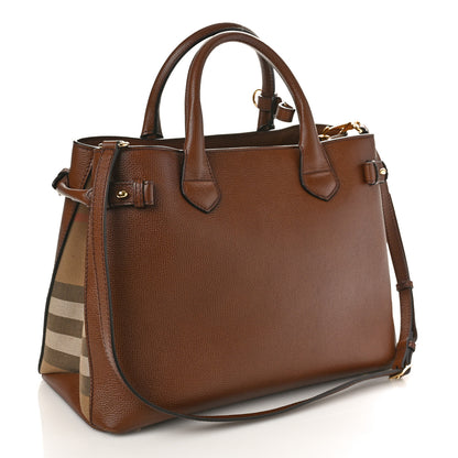 Burberry Grainy Calfskin House Check Large Banner Tote Tan 3 of 9